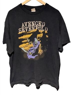 Vintage 2000s Avenged Sevenfold Rare Heavy Metal Concert Band T Shirt